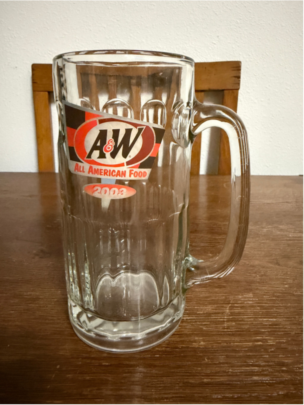 Vintage 2003 A&W All American Food Heavy Glass Root Beer Mug Stein 7” Collector